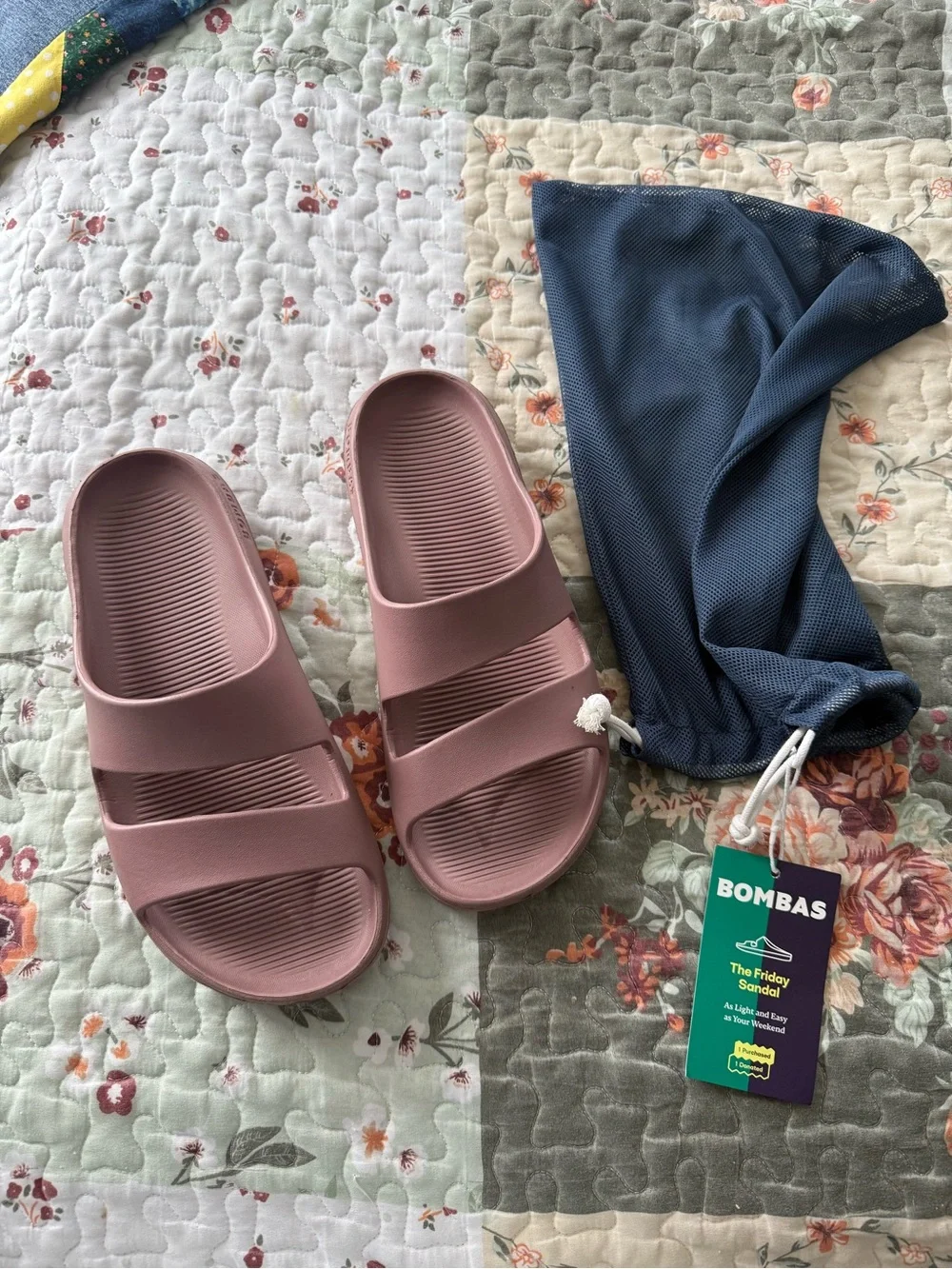 Bombas dusty rose dual-strap slide sandals